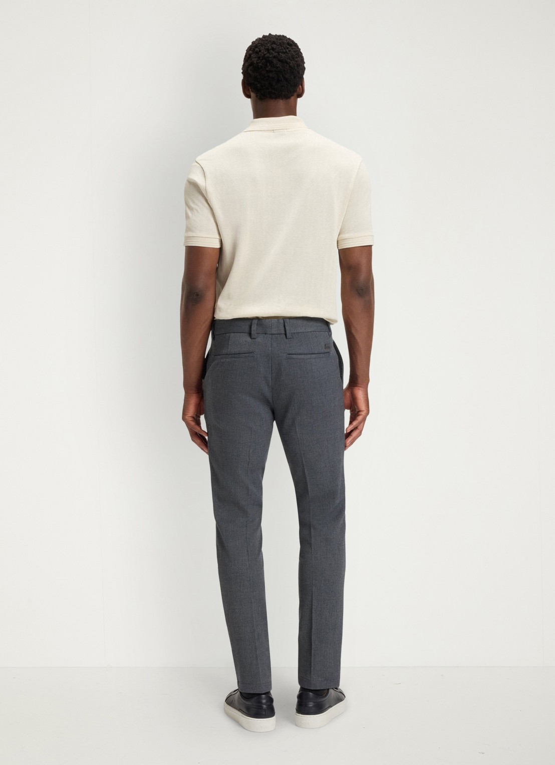 BOSS Slim fit pantalon met visgraatdessin - achterkant 6 antraciet