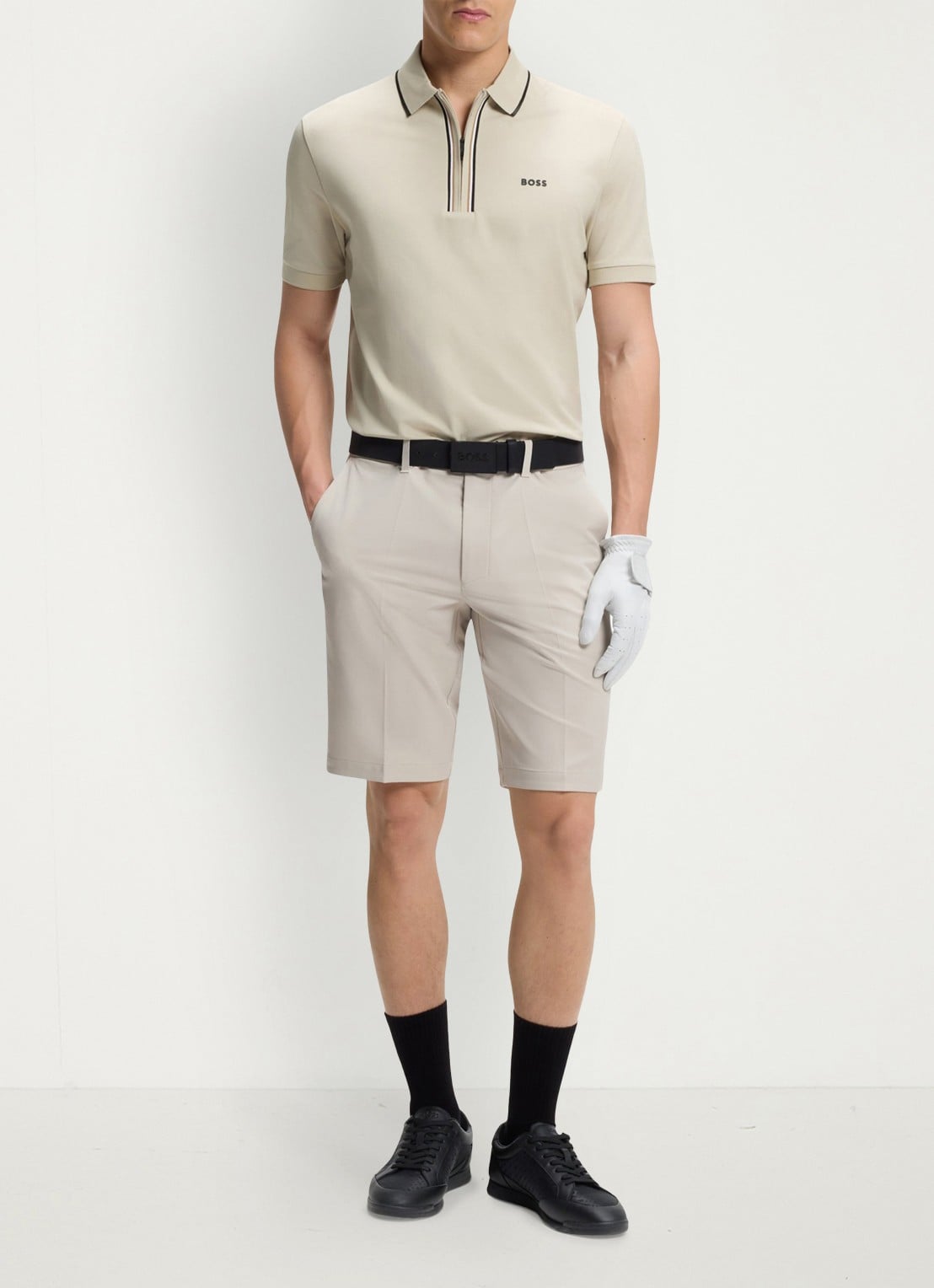 BOSS Slim fit polo met logo - voorkant 3 light beige-272 / beige