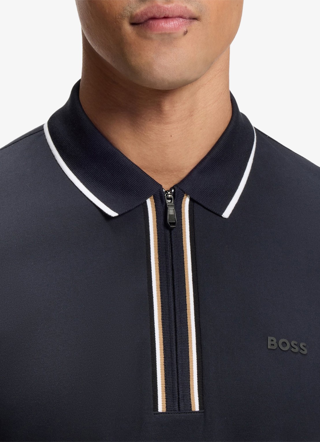 BOSS Slim fit polo met logo - detail 2 blauw