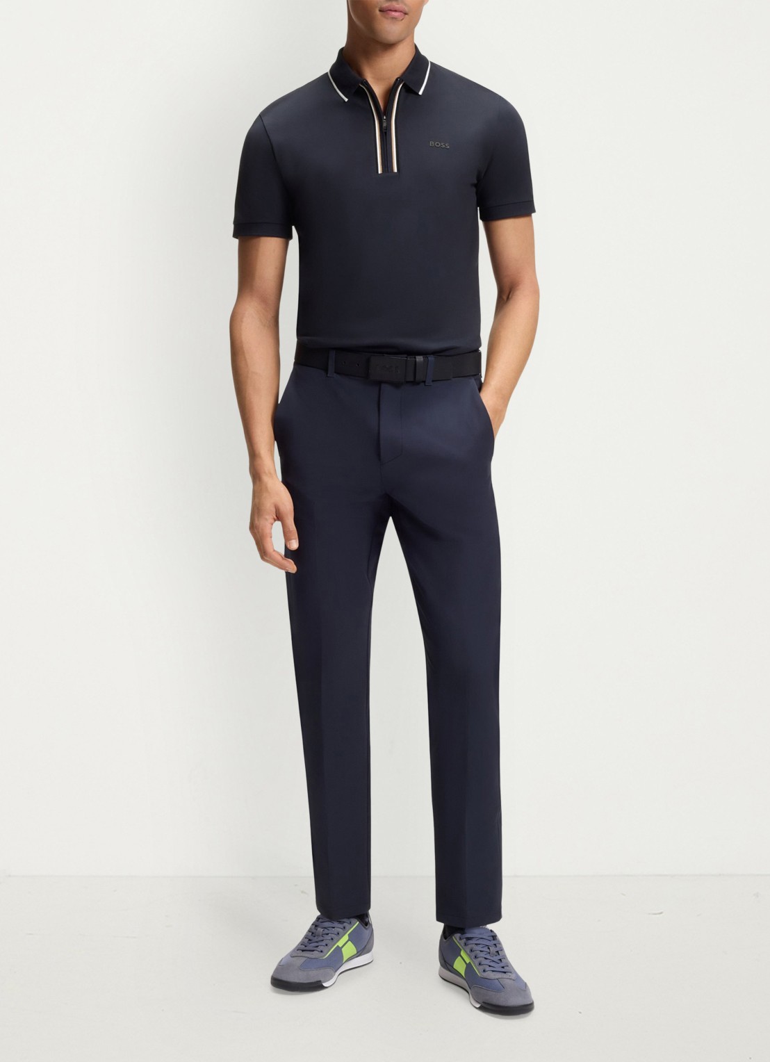 BOSS Slim fit polo met logo - voorkant 5 blauw