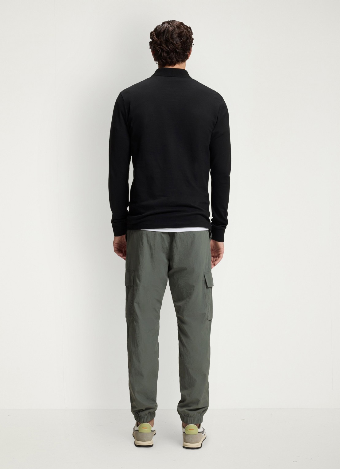 BOSS Slim fit polo van katoen - achterkant zwart