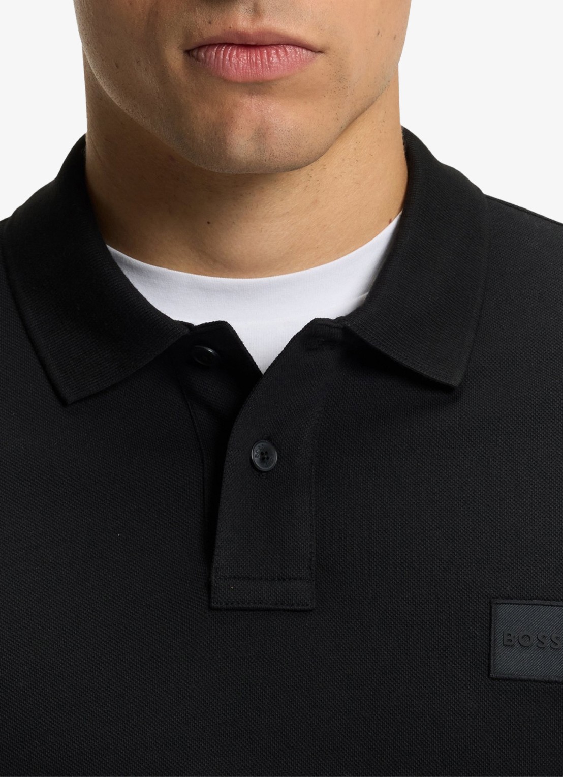 BOSS Slim fit polo van katoen - detail 4 zwart