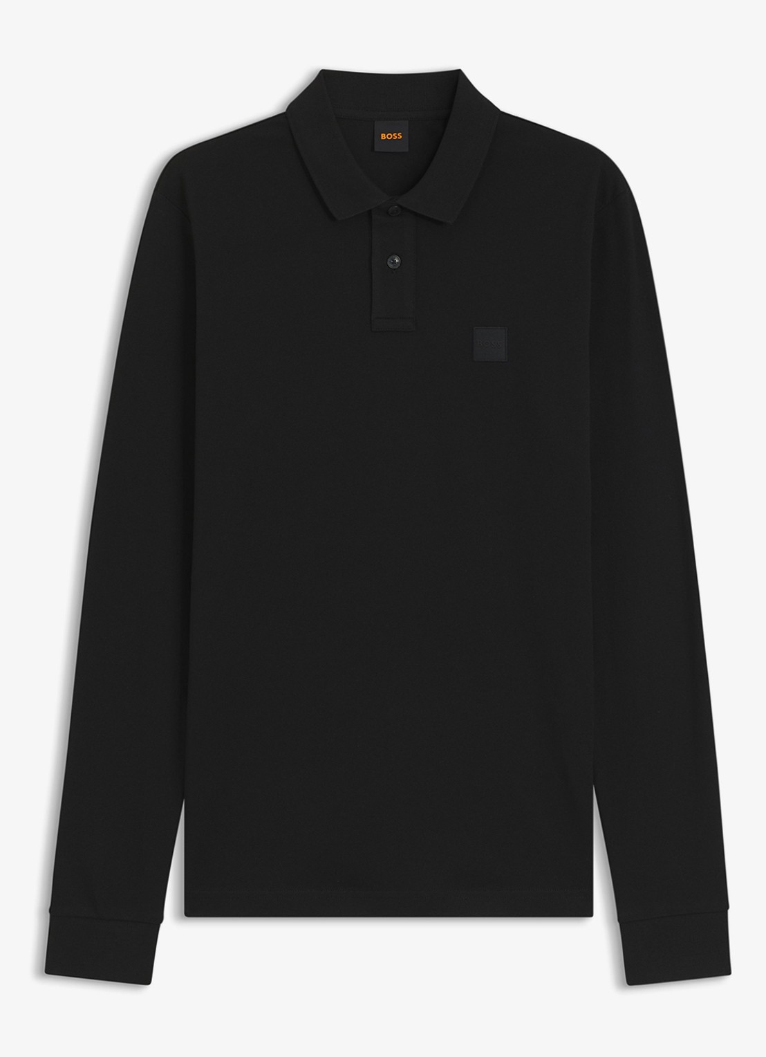 BOSS Slim fit polo van katoen - voorkant 5 zwart