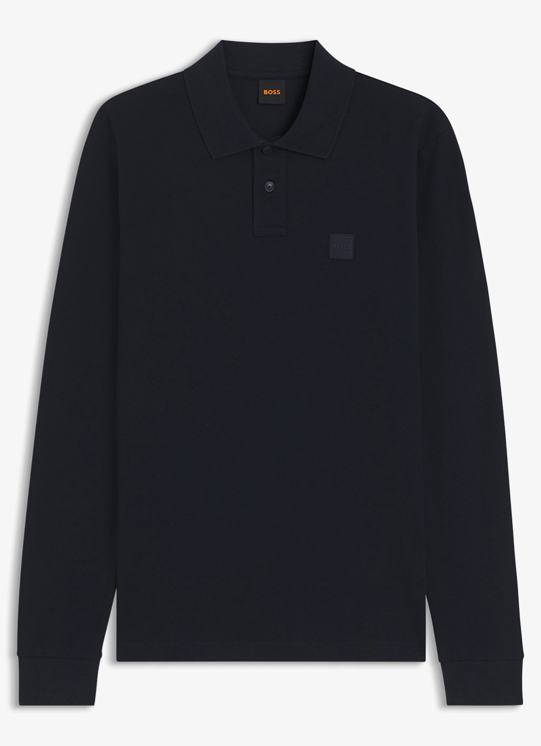BOSS Slim fit polo van katoen - voorkant 2 donkerblauw