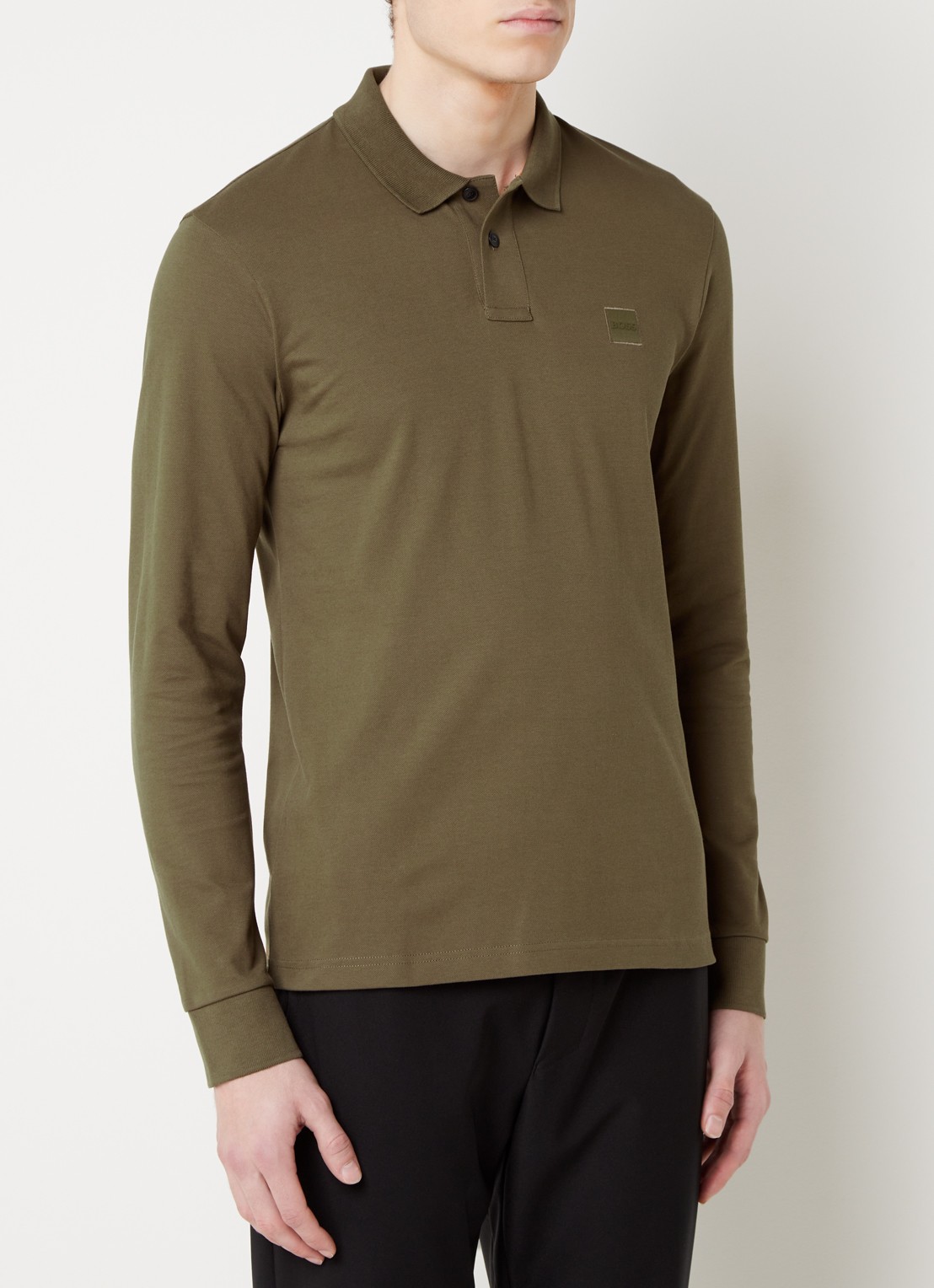 BOSS Slim fit polo van katoen - detail groen