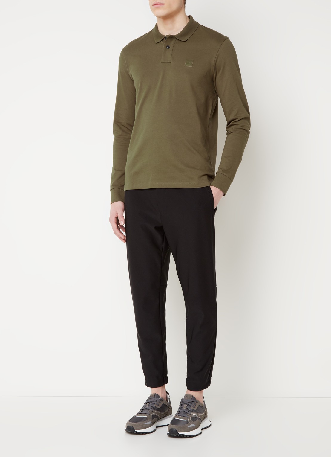BOSS Slim fit polo van katoen - voorkant 3 groen