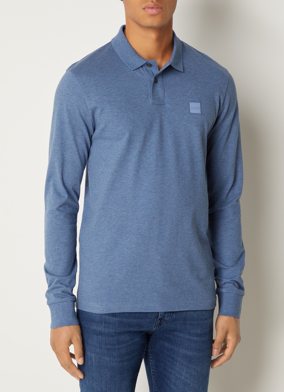 BOSS Slim fit polo van katoen - detail 4 blauw