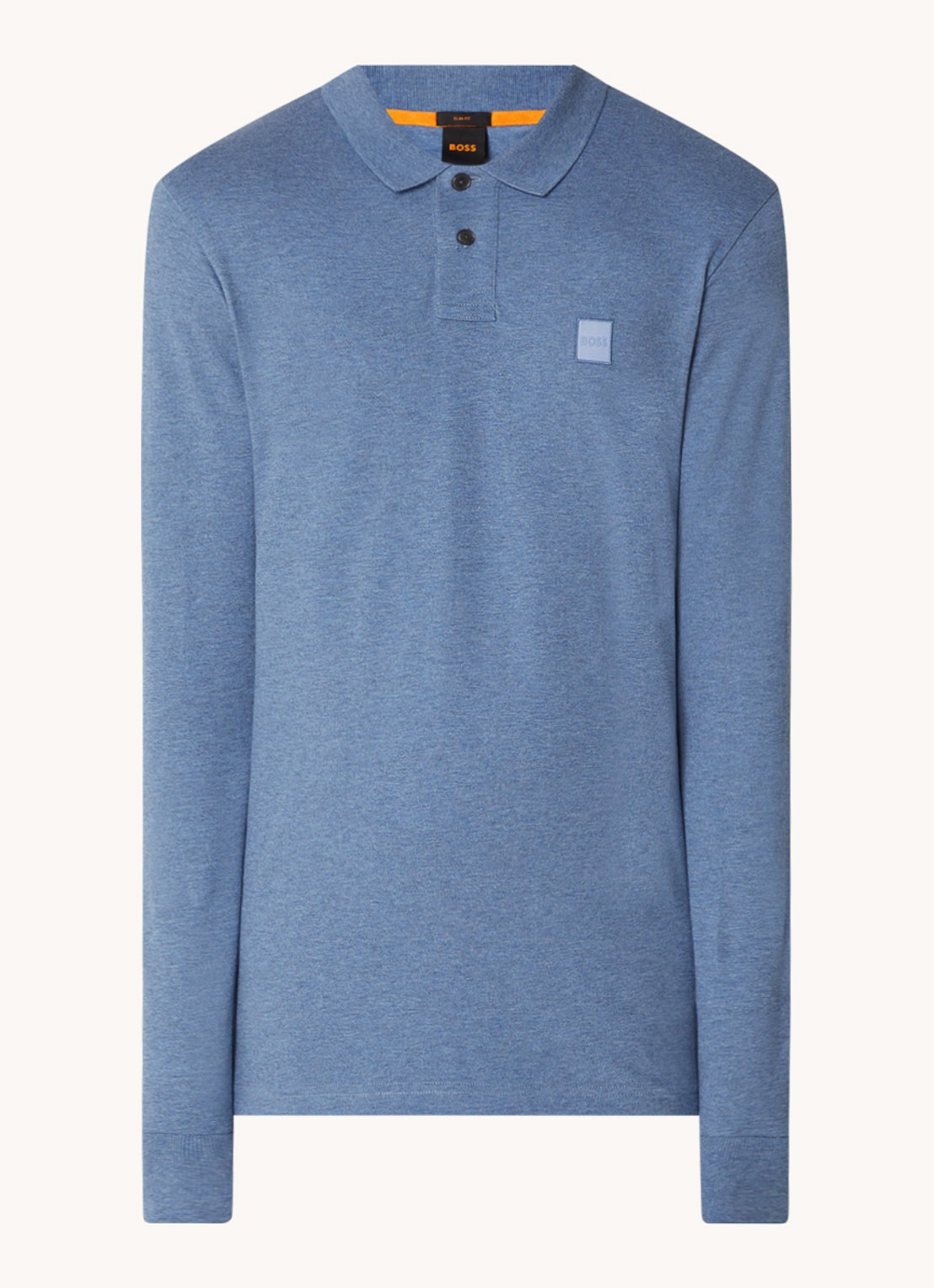 BOSS Slim fit polo van katoen - voorkant blauw