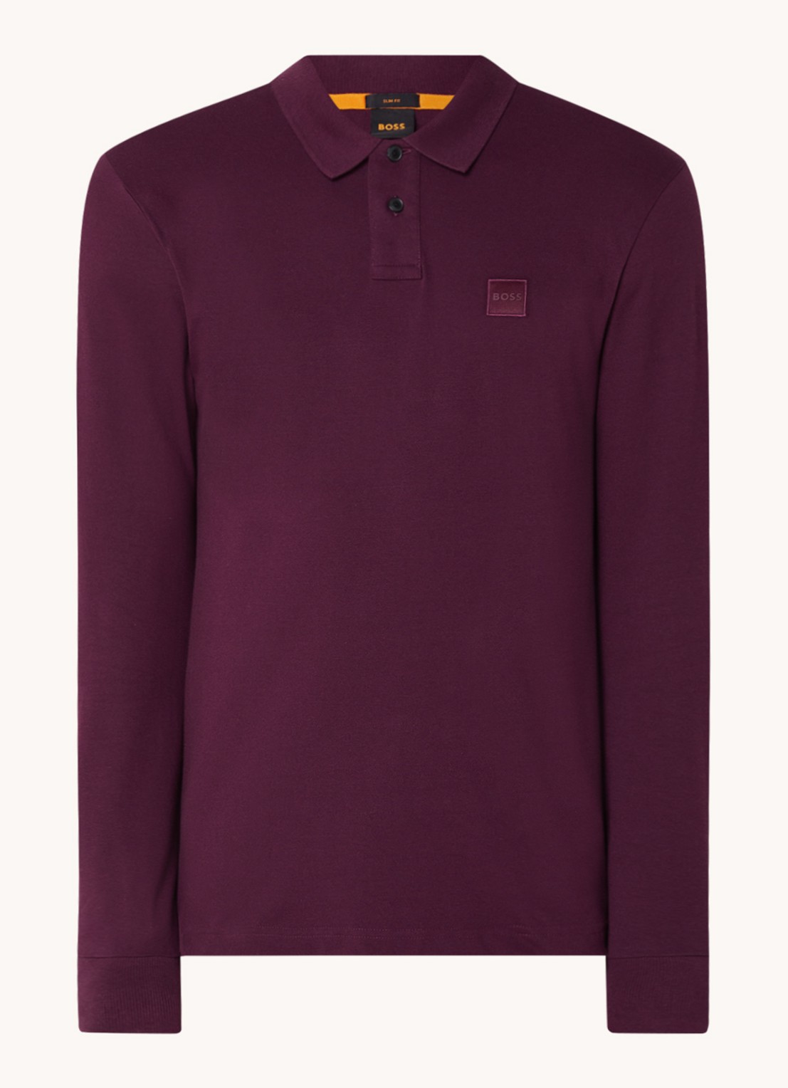 BOSS Slim fit polo van katoen - voorkant 3 aubergine