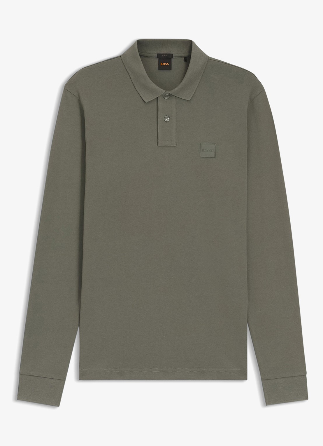 BOSS Slim fit polo van katoen - voorkant grijs