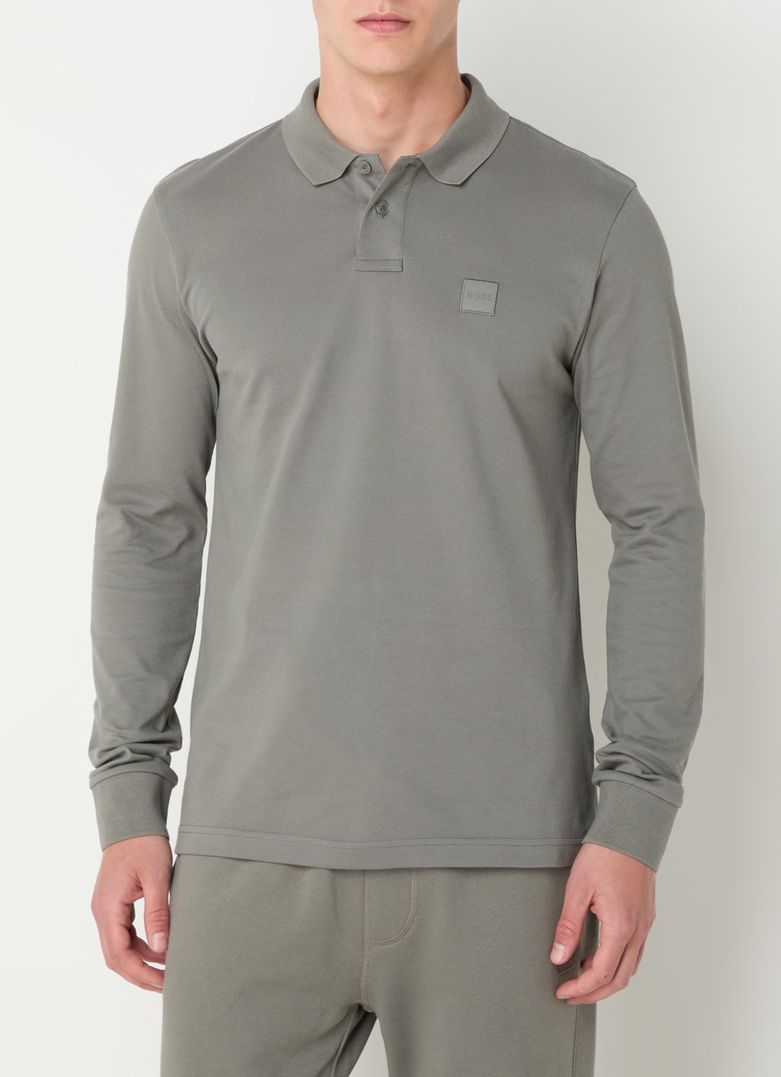 BOSS Slim fit polo van katoen - detail 6 grijs