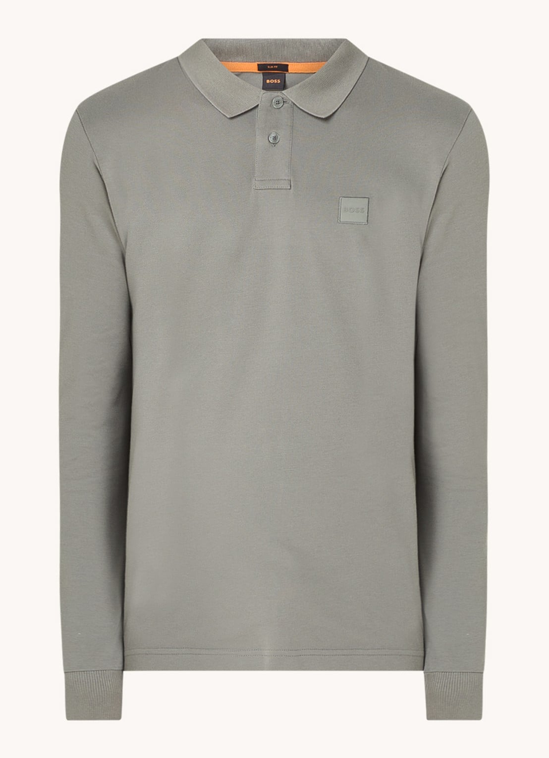 BOSS Slim fit polo van katoen - voorkant 3 grijs