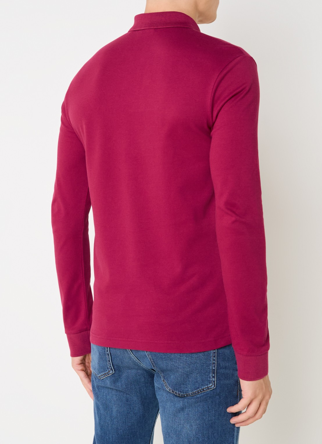 BOSS Slim fit polo van katoen - achterkant kersenrood