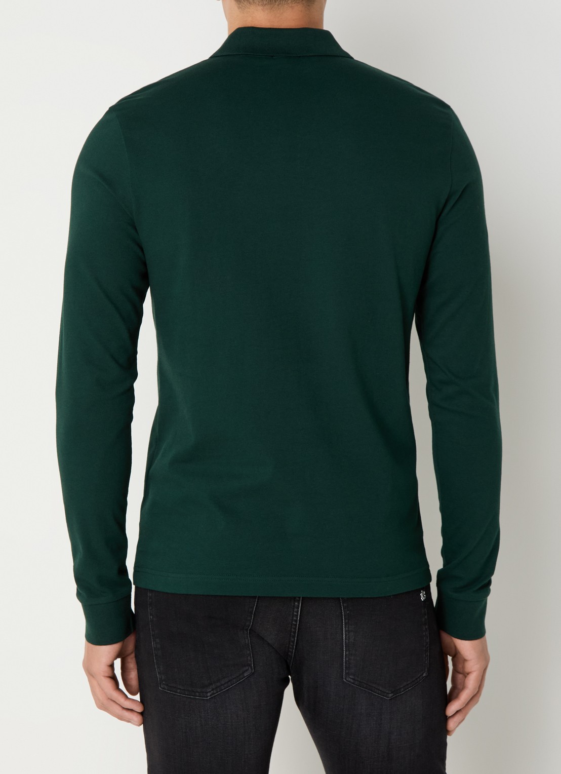 BOSS Slim fit polo van katoen - achterkant 3 donkergroen