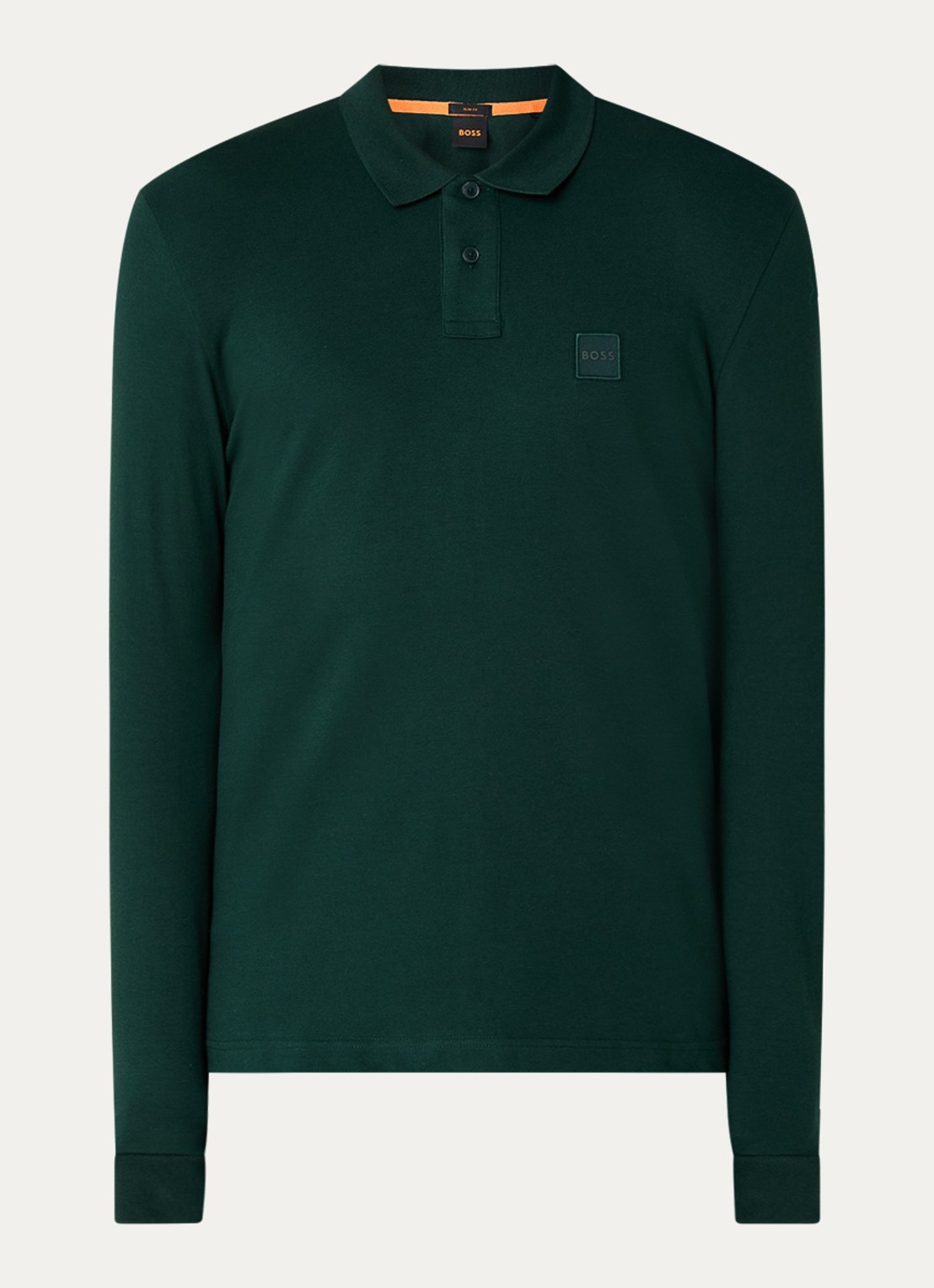 BOSS Slim fit polo van katoen - voorkant donkergroen