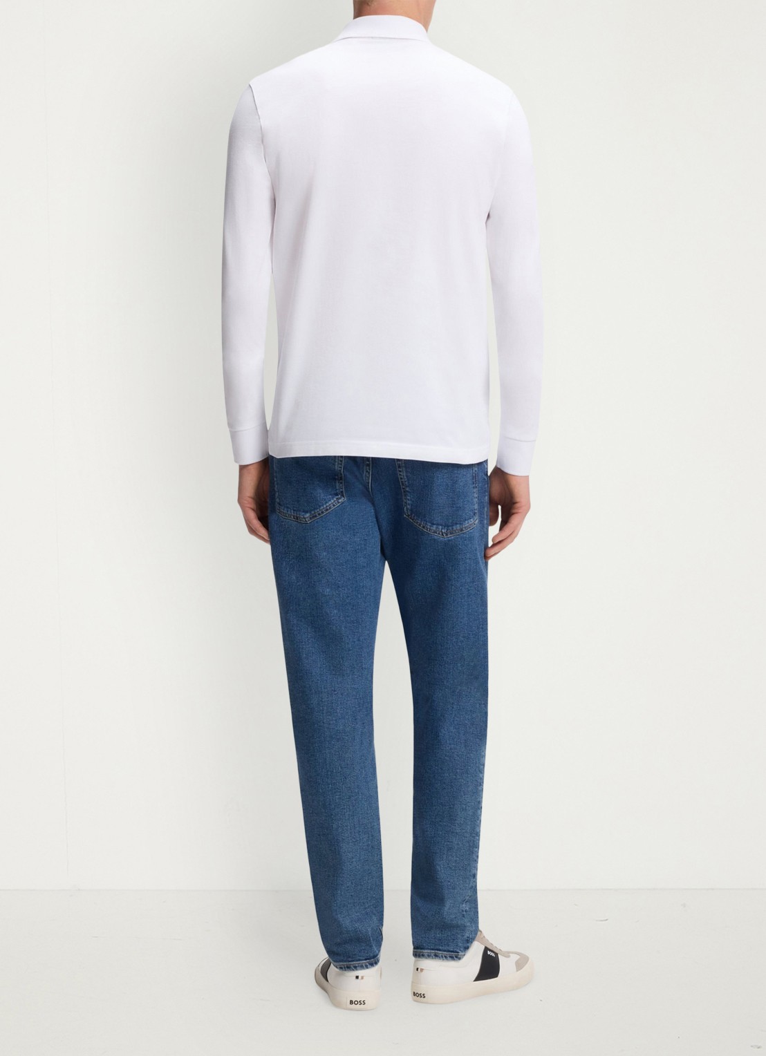 BOSS Slim fit polo van katoen - achterkant wit