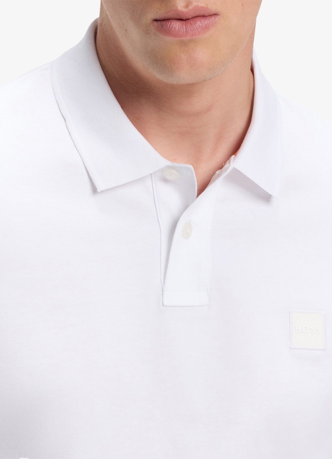 BOSS Slim fit polo van katoen - detail 5 wit