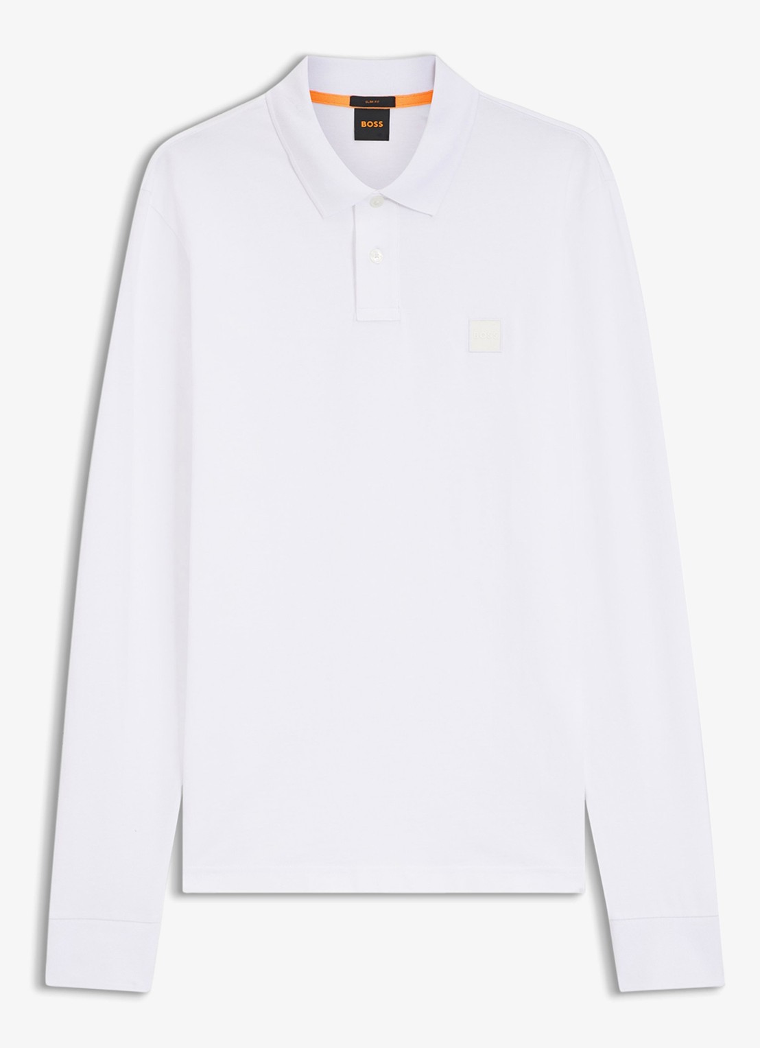 BOSS Slim fit polo van katoen - voorkant 2 wit