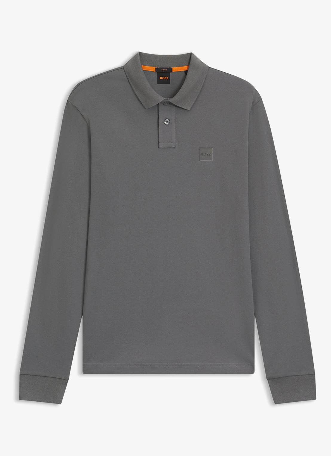 BOSS Slim fit polo van katoen - voorkant middengrijs