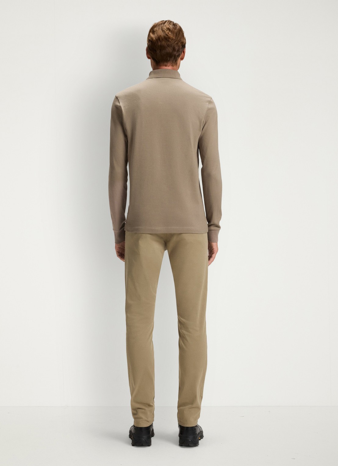 BOSS Slim fit polo van katoen - achterkant khaki