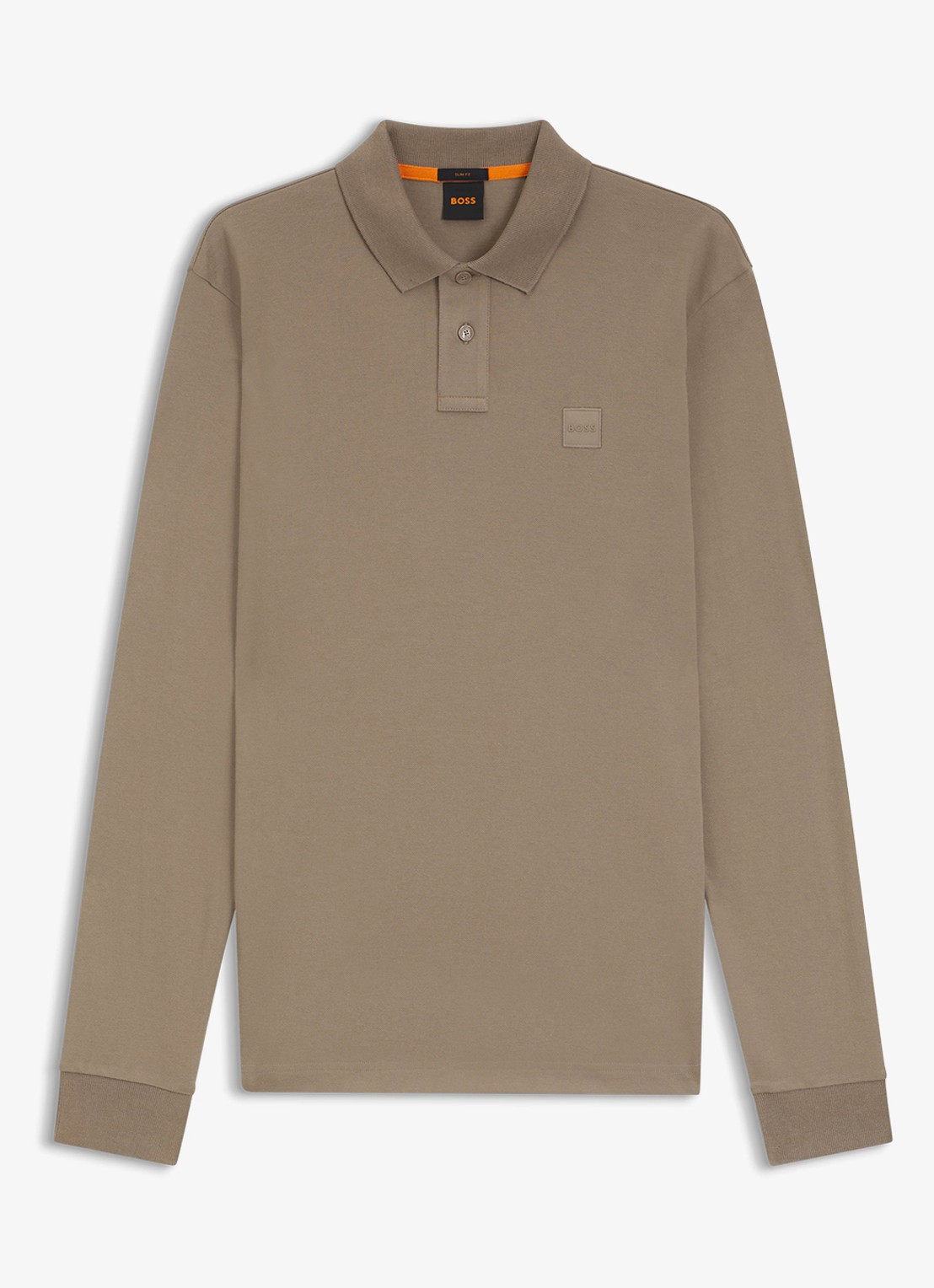 BOSS Slim fit polo van katoen - voorkant 4 khaki