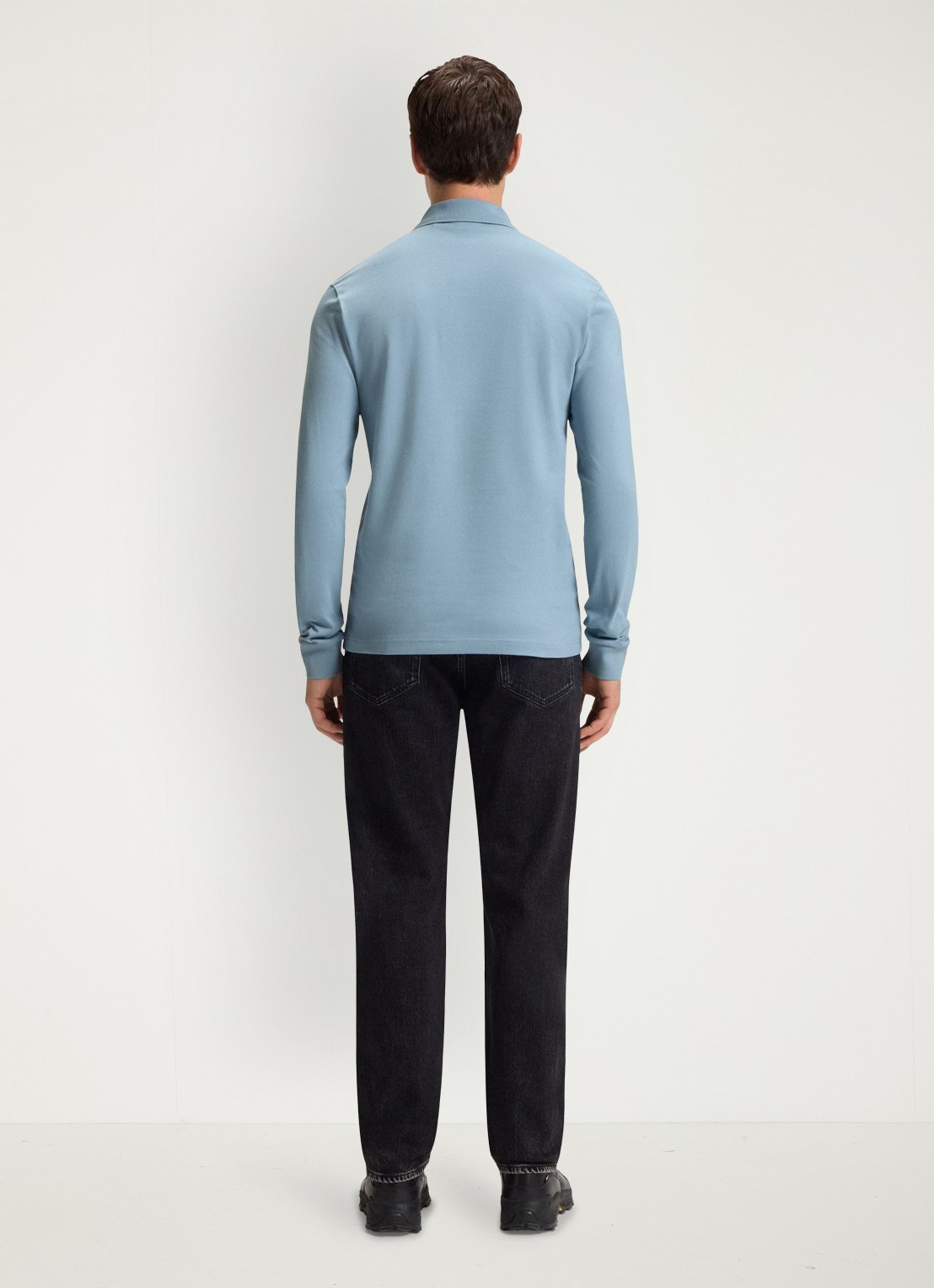 BOSS Slim fit polo van katoen - achterkant 4 pastel blue / blauw