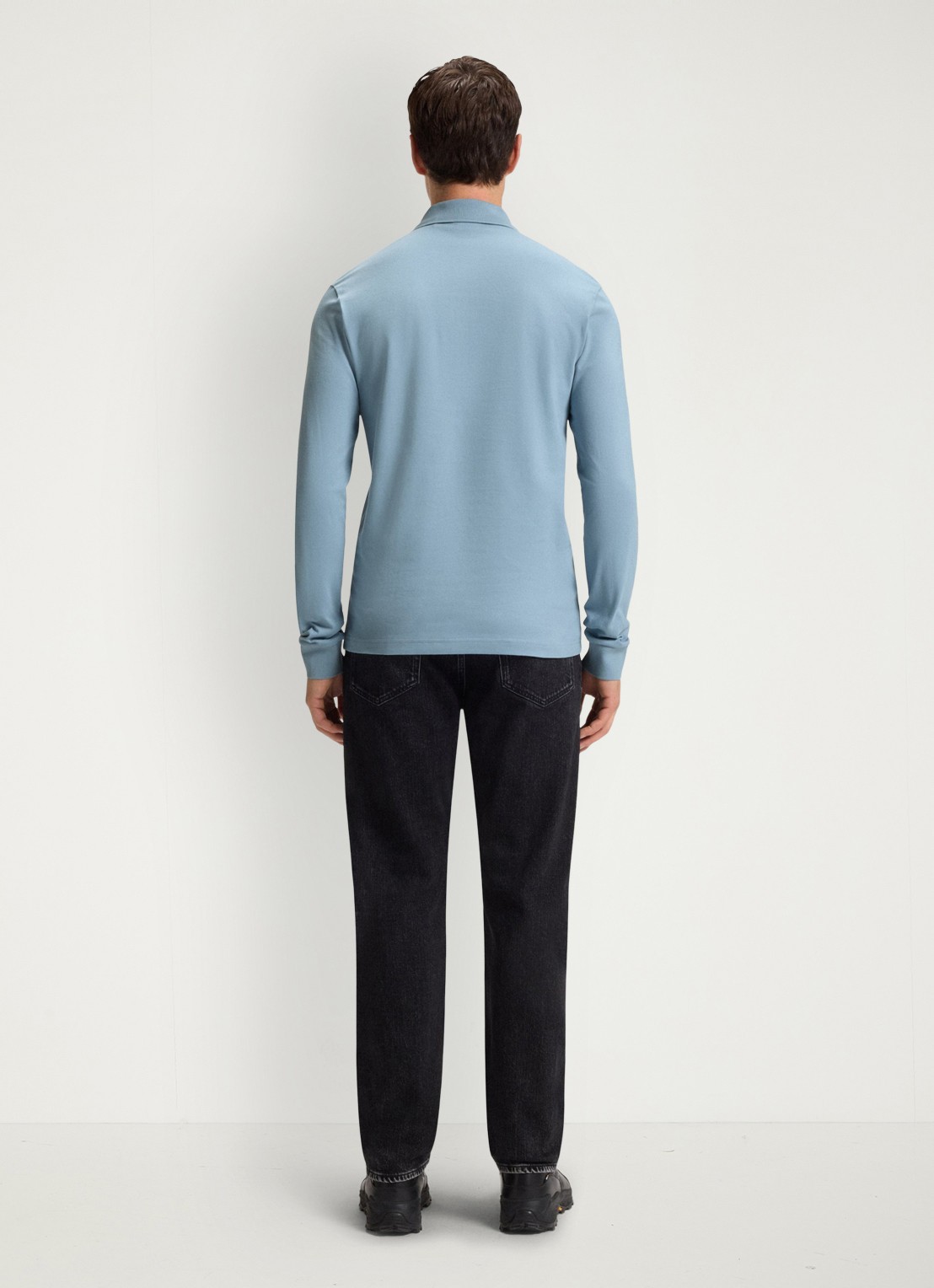 BOSS Slim fit polo van katoen - achterkant 5 pastel blue / blauw