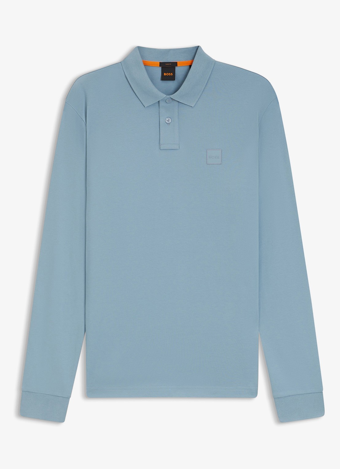 BOSS Slim fit polo van katoen - voorkant 3 pastel blue / blauw