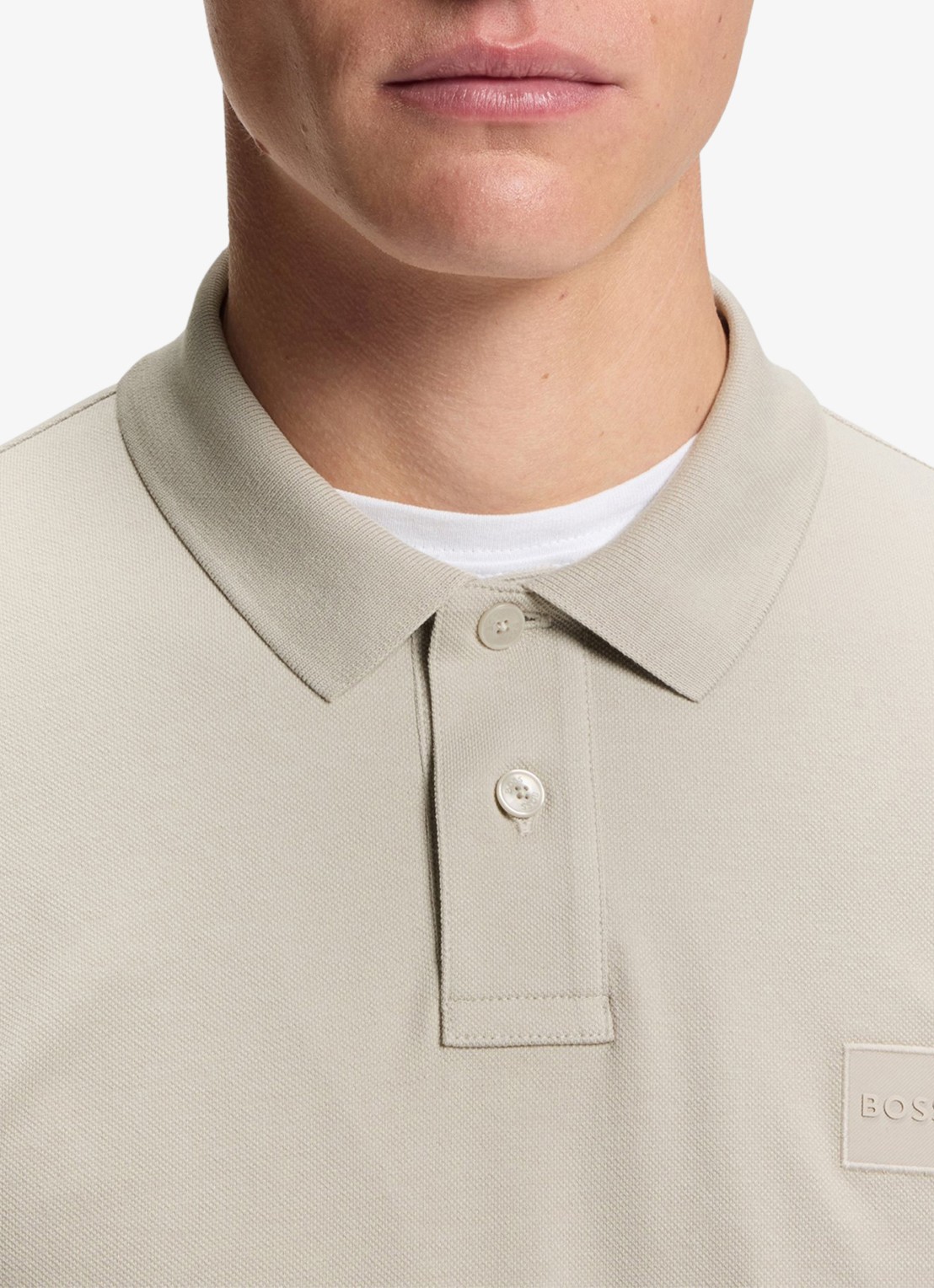 BOSS Slim fit polo van katoen - detail 4 open grey / grijs