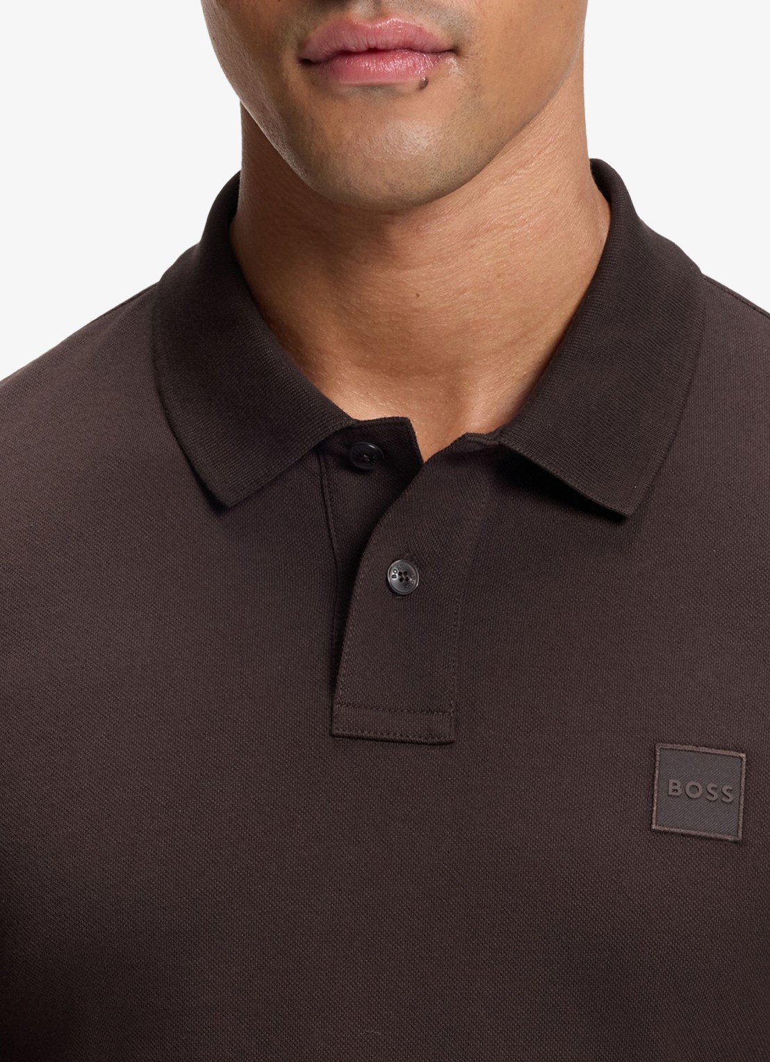 BOSS Slim fit polo van katoen - detail 4 dark brown-207 / bruin