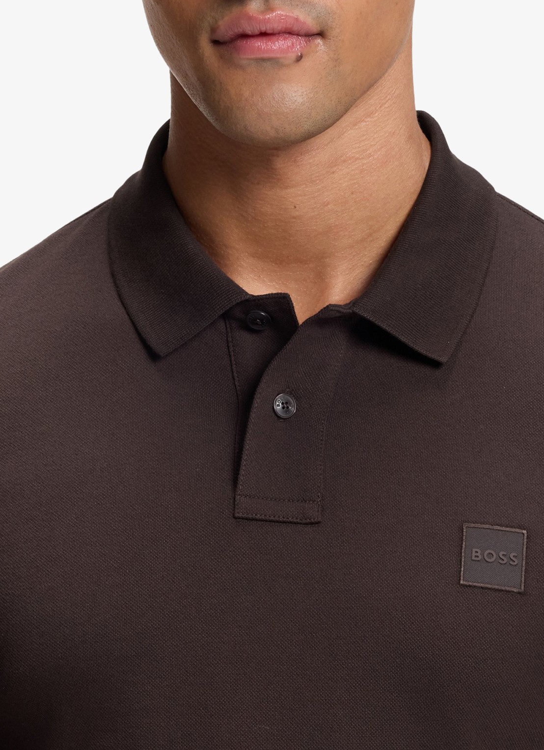 BOSS Slim fit polo van katoen - detail 6 dark brown-207 / bruin