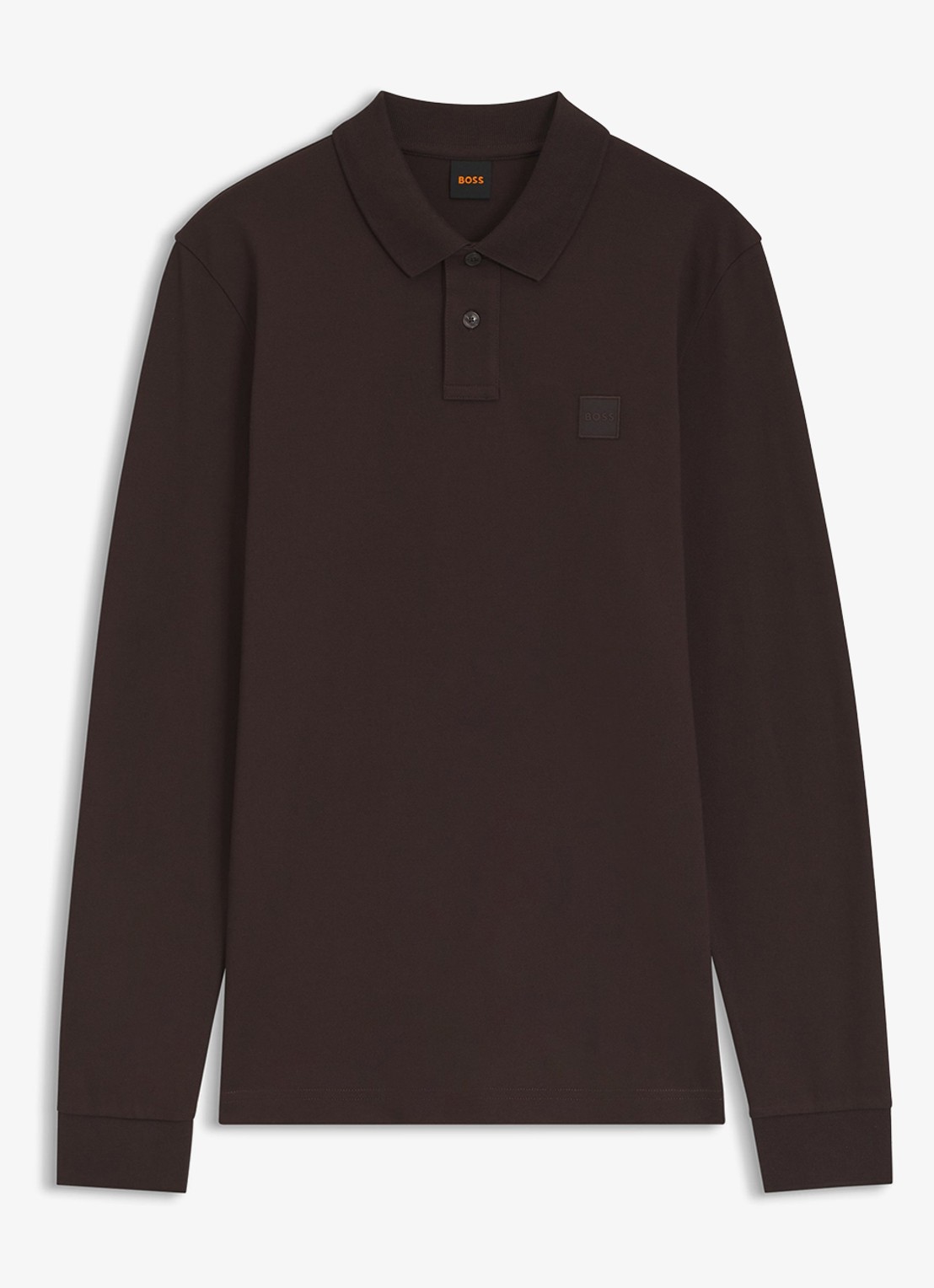 BOSS Slim fit polo van katoen - voorkant 2 dark brown-207 / bruin