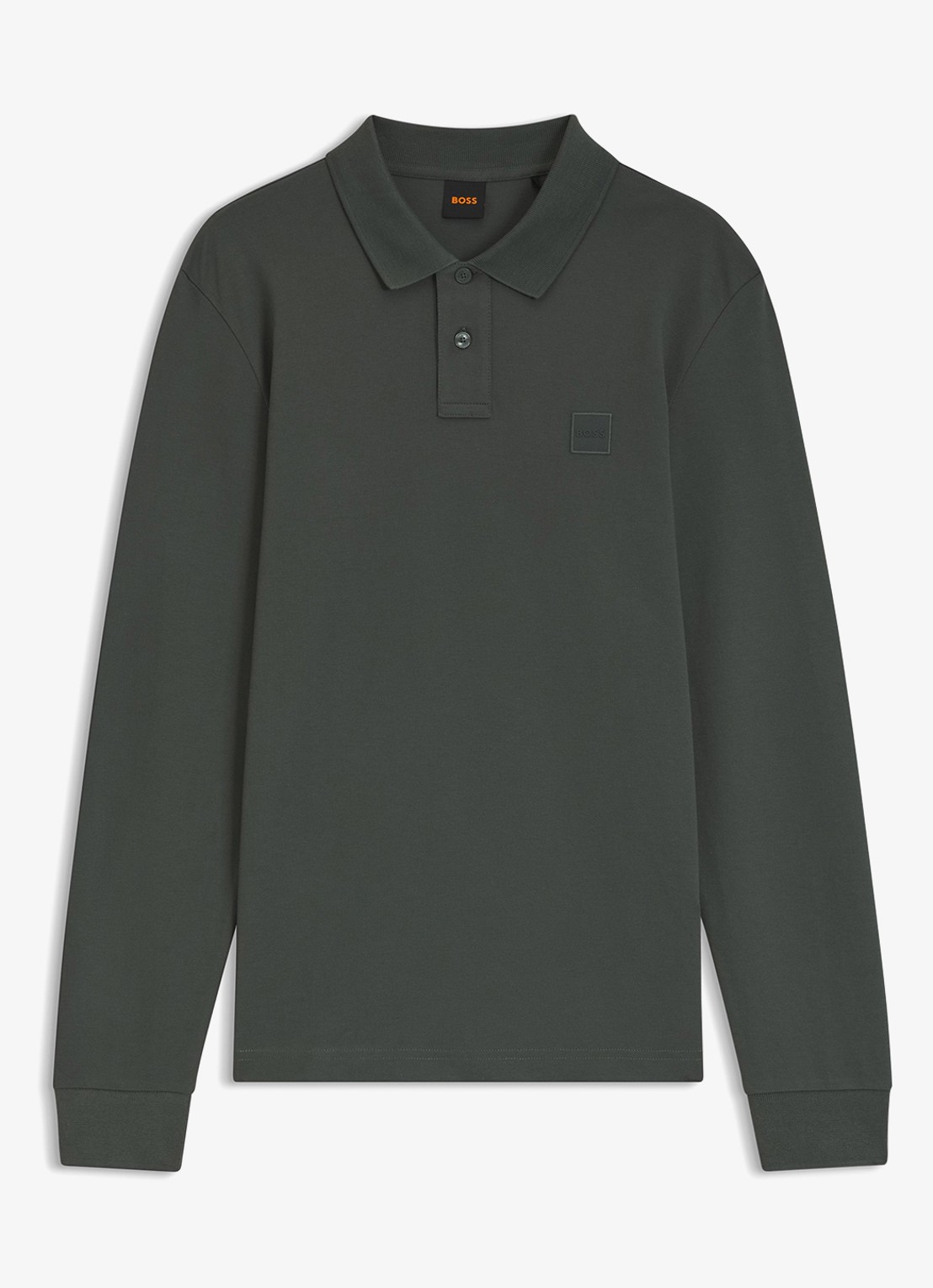 BOSS Slim fit polo van katoen - voorkant open green-377 / groen