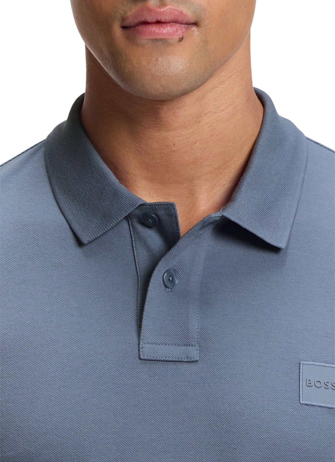 BOSS Slim fit polo van katoen - detail 3 medium blue-424 / blauw