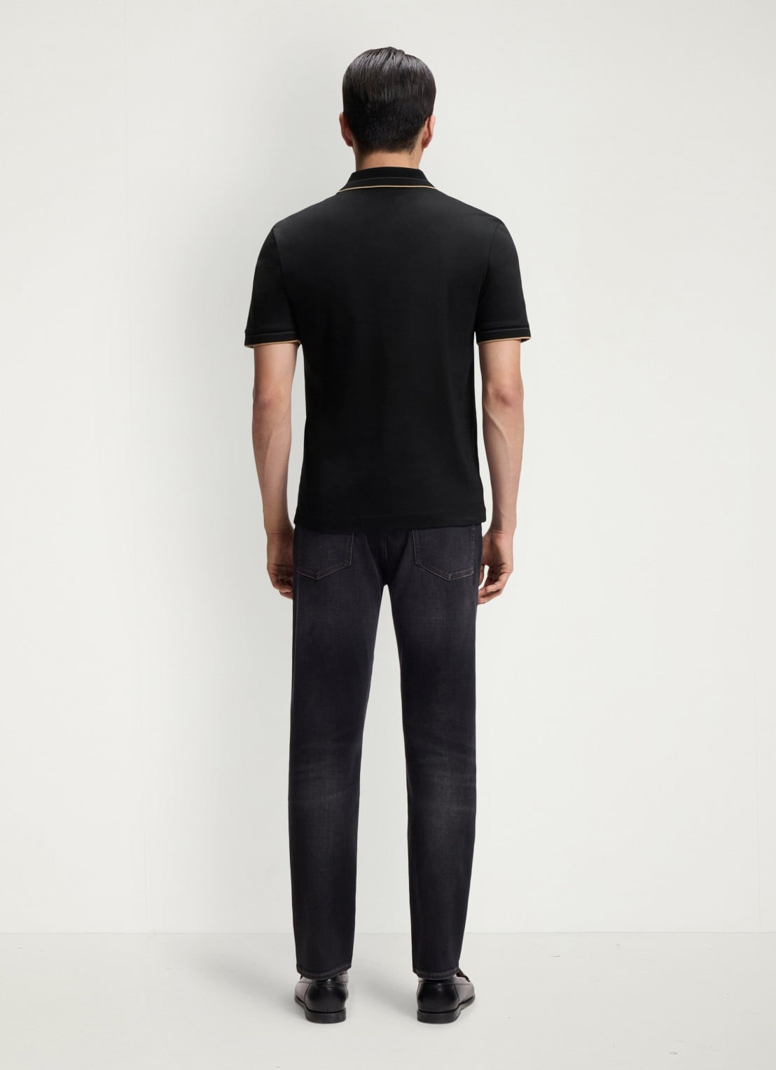 BOSS Slim fit polo van katoen - achterkant 5 zwart