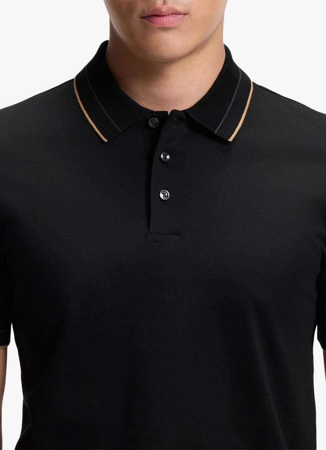 BOSS Slim fit polo van katoen - detail 4 zwart