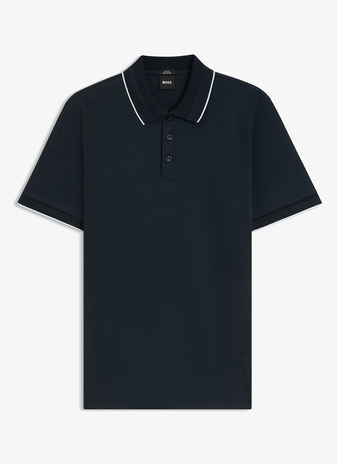 BOSS Slim fit polo van katoen - voorkant 2 blauw