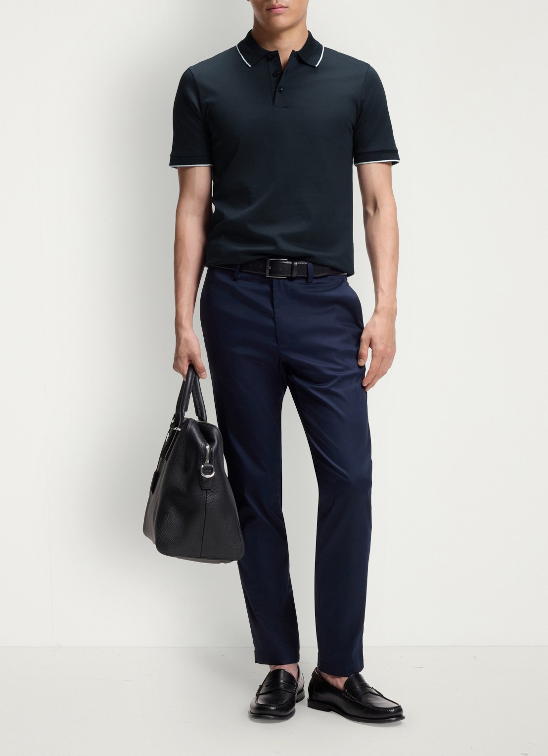 BOSS Slim fit polo van katoen - voorkant 3 blauw