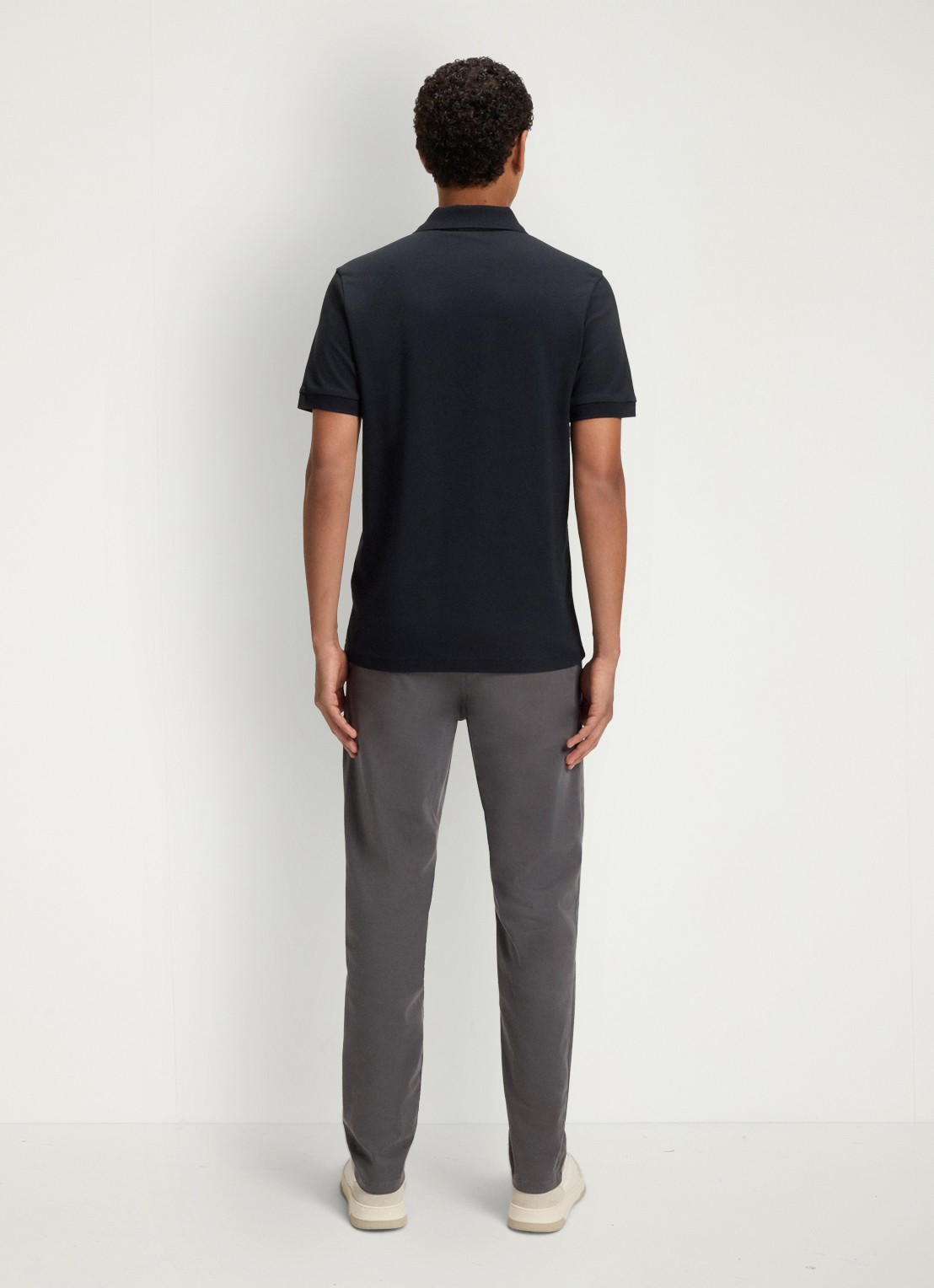 BOSS Slim-fit polo van stretchkatoen met logopatch - achterkant donkerblauw