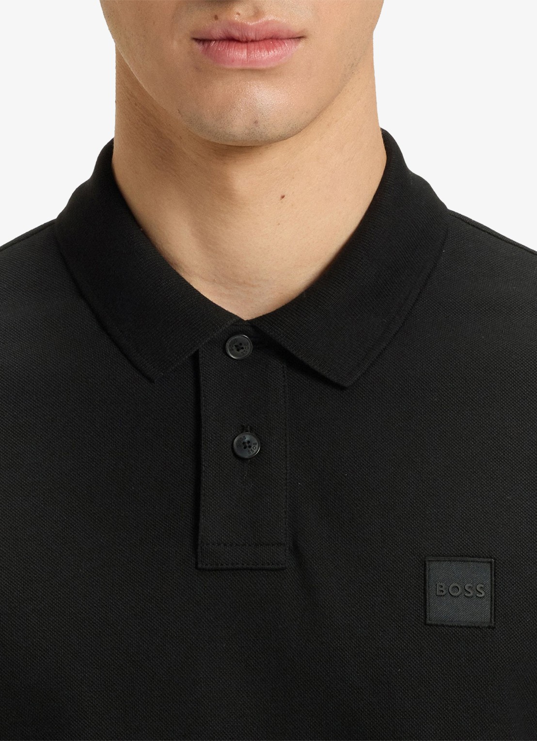 BOSS Slim-fit polo van stretchkatoen met logopatch - detail 2 zwart