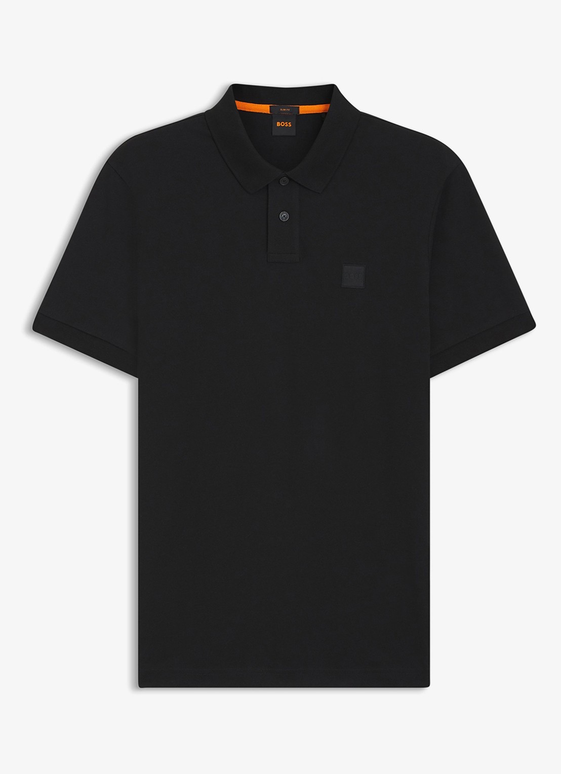 BOSS Slim-fit polo van stretchkatoen met logopatch - voorkant 4 zwart
