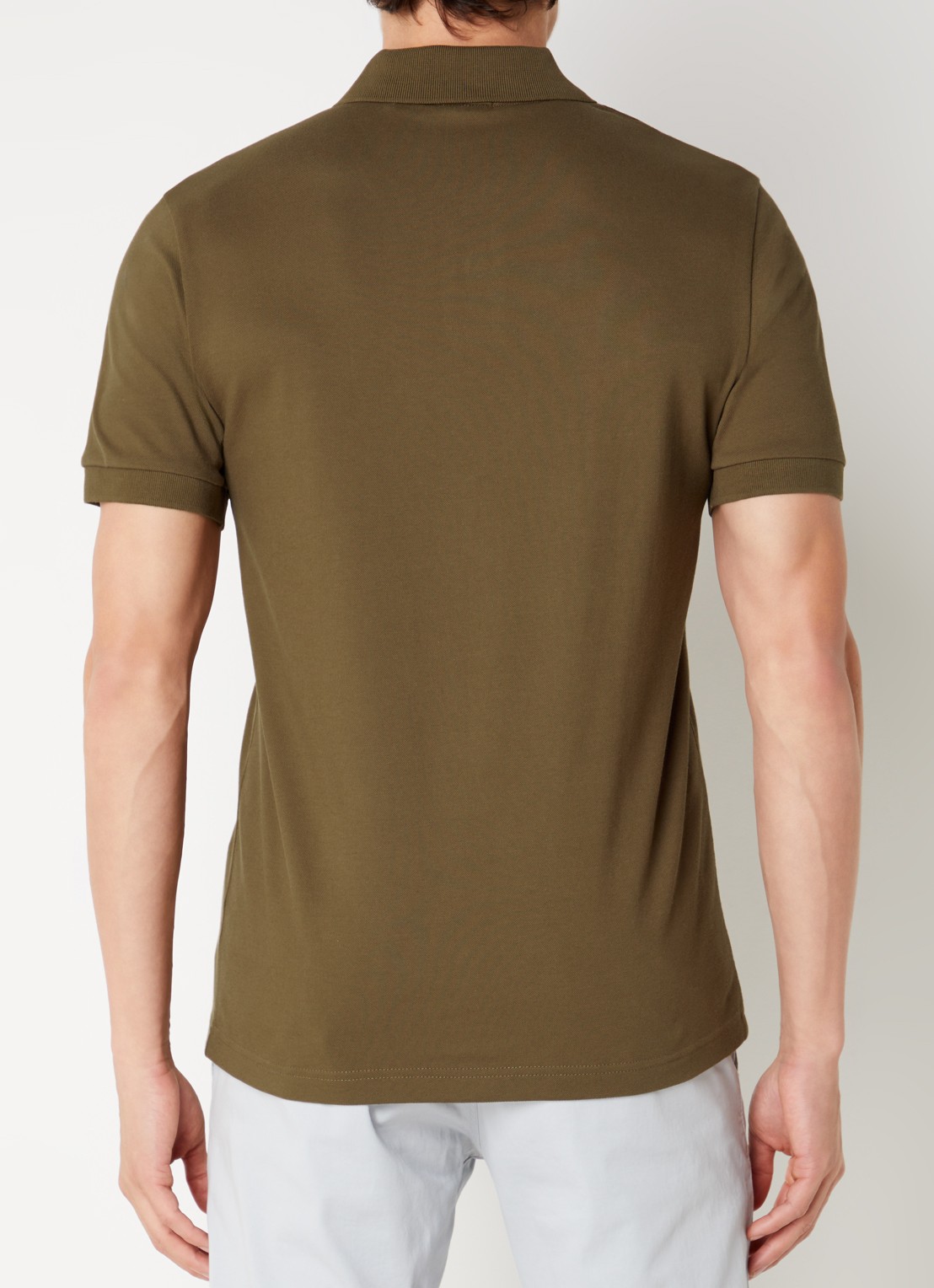 BOSS Slim-fit polo van stretchkatoen met logopatch - achterkant mosgroen