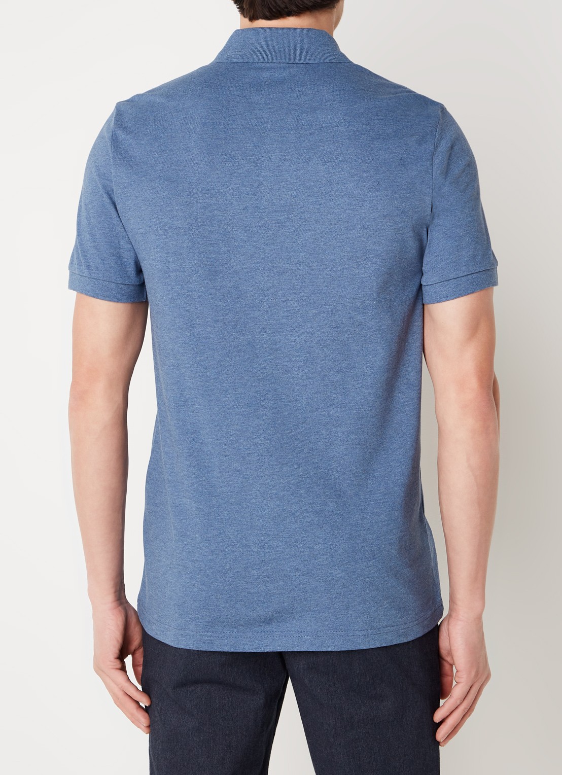 BOSS Slim-fit polo van stretchkatoen met logopatch - achterkant staalblauw