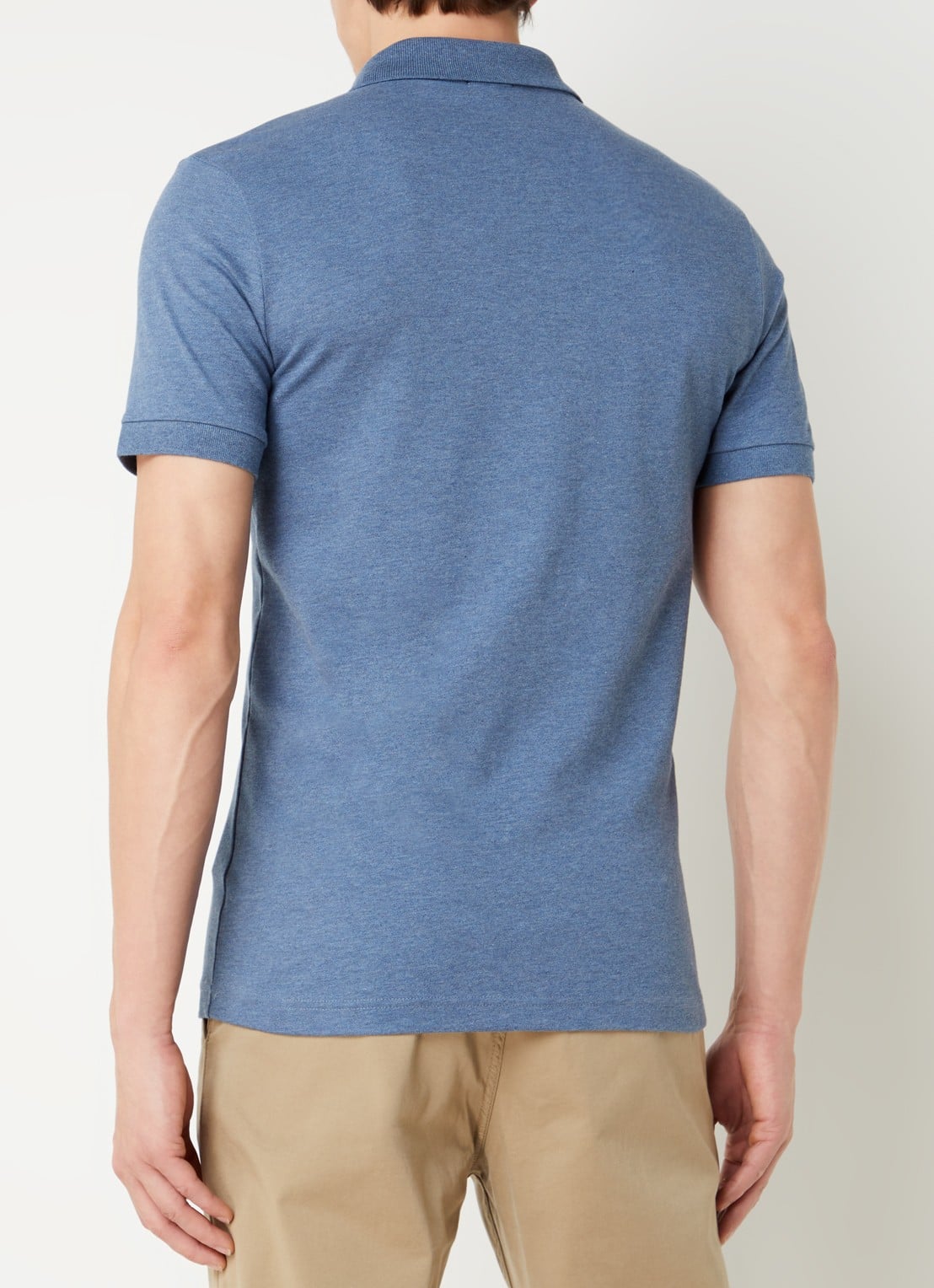 BOSS Slim-fit polo van stretchkatoen met logopatch - achterkant 2 staalblauw
