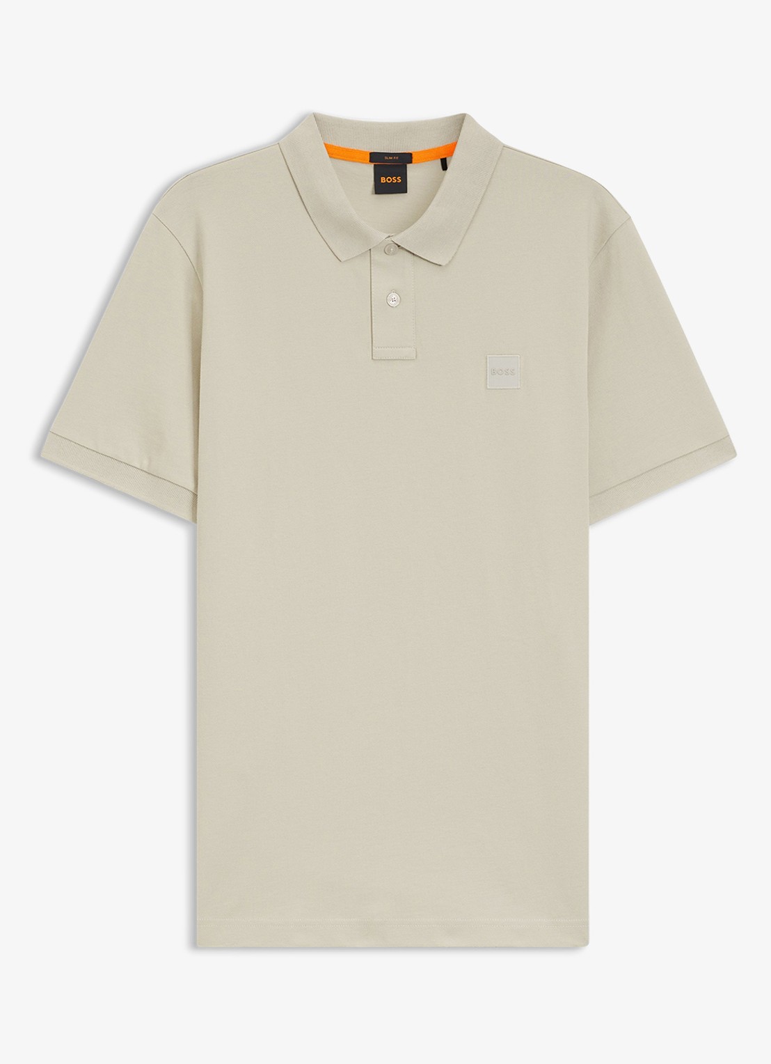 BOSS Slim-fit polo van stretchkatoen met logopatch - voorkant 7 beige