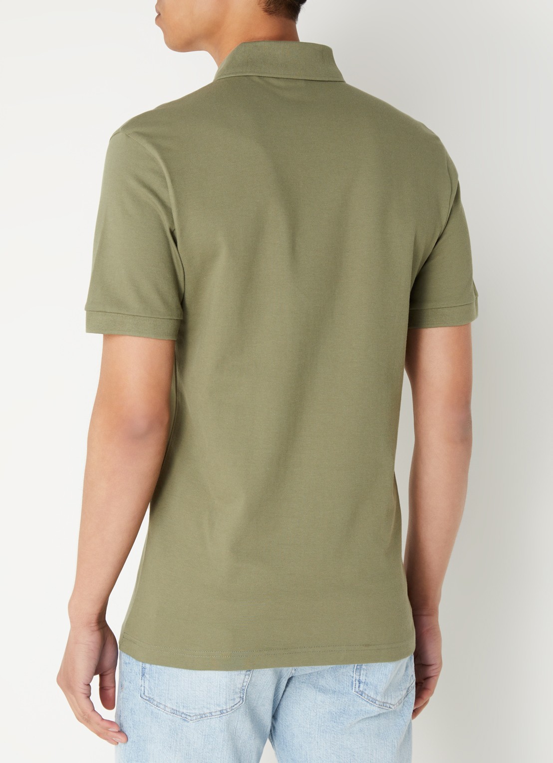 BOSS Slim-fit polo van stretchkatoen met logopatch - achterkant groen
