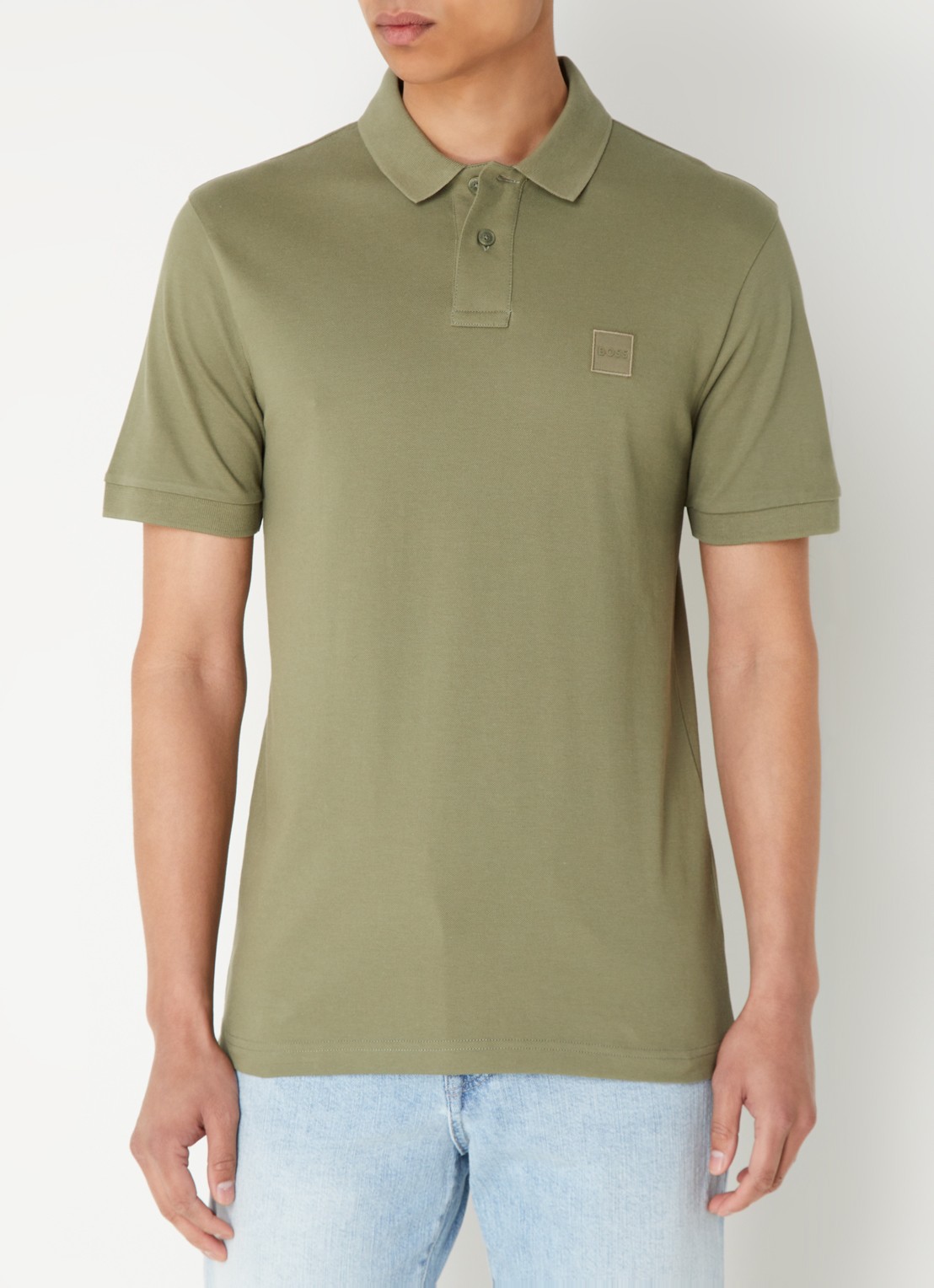 BOSS Slim-fit polo van stretchkatoen met logopatch - detail 2 groen