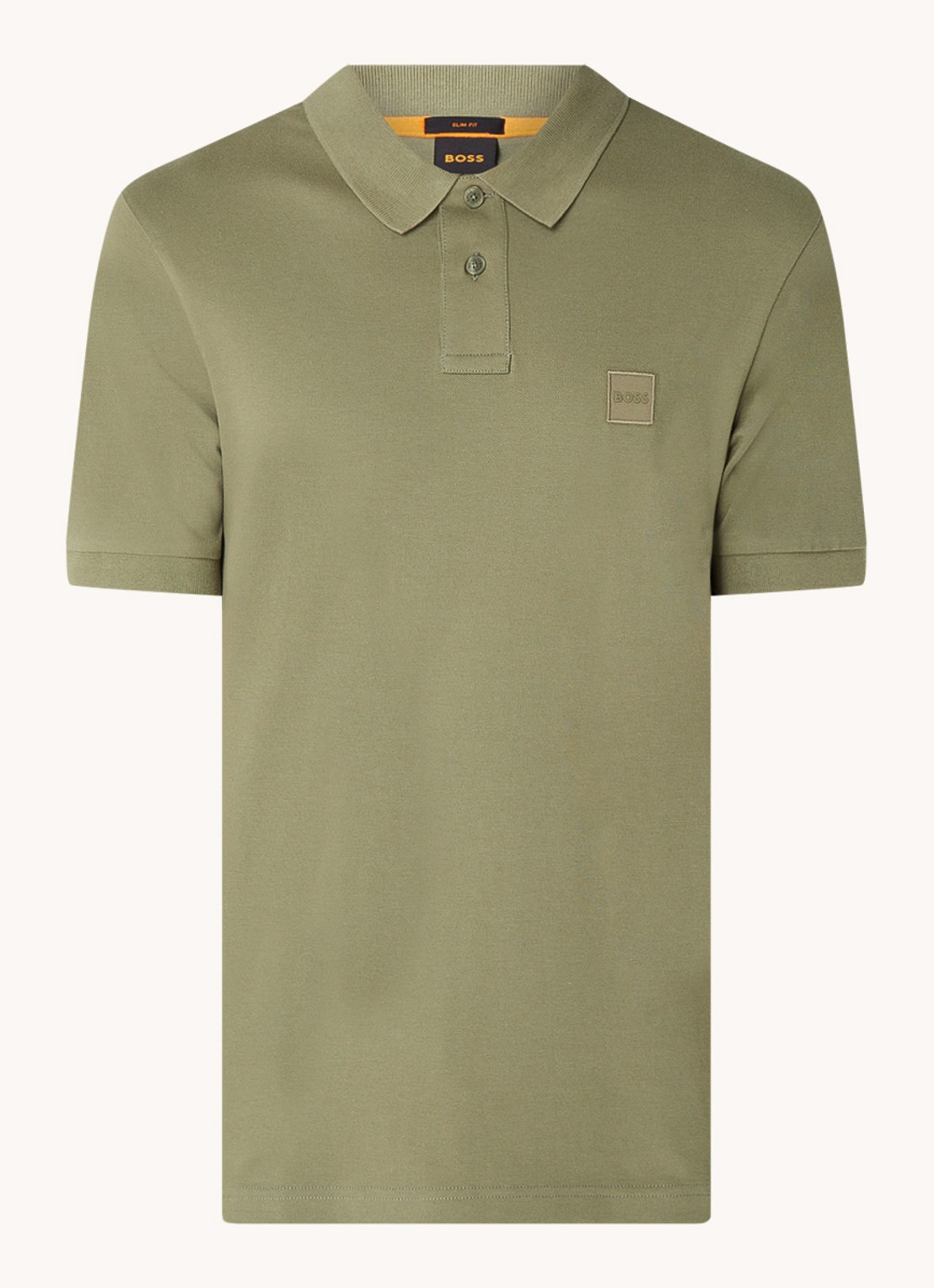 BOSS Slim-fit polo van stretchkatoen met logopatch - voorkant 3 groen