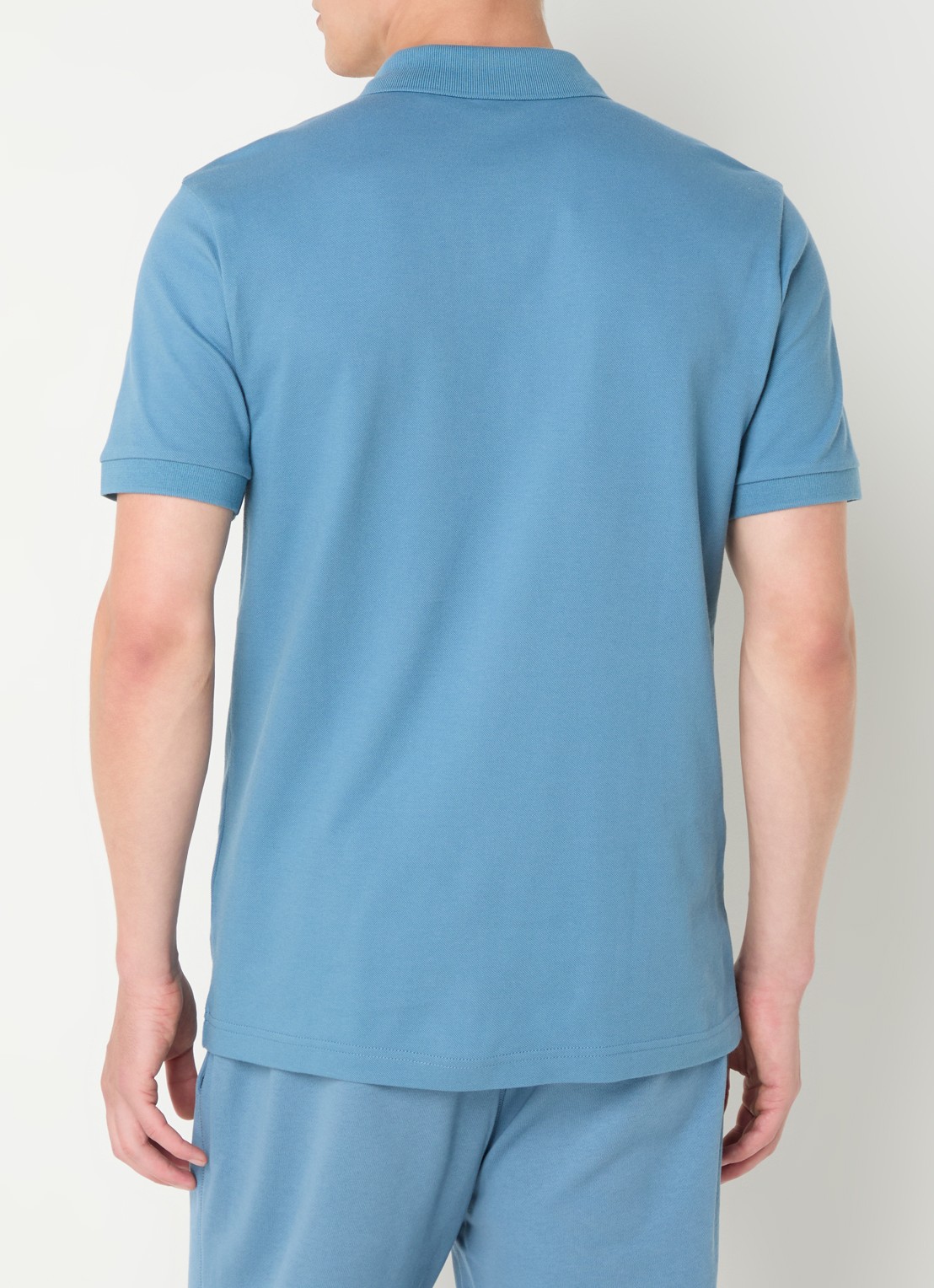 BOSS Slim-fit polo van stretchkatoen met logopatch - achterkant blauwgrijs