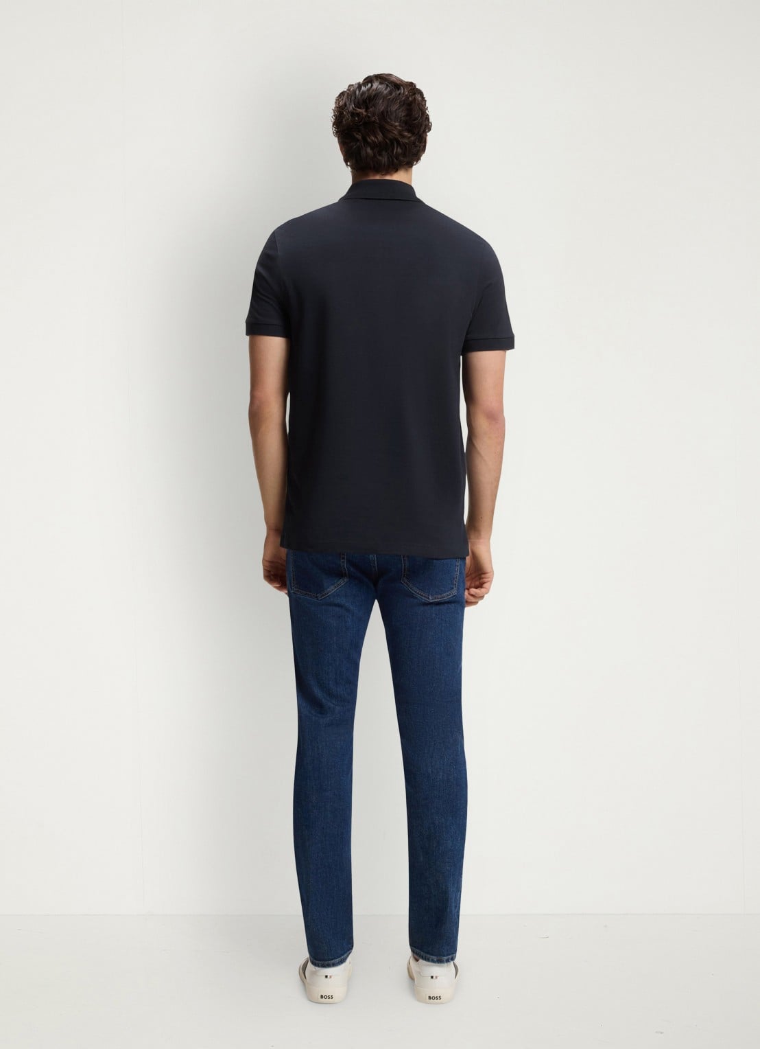 BOSS Slim-fit polo van stretchkatoen met logopatch - achterkant 4 dark blue-404 / blauw